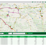 Zobrazení sledování vozidla na mapě, doplněné o knihu jízd.